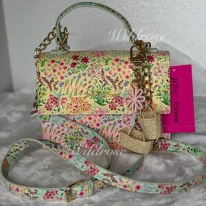Betsey Johnson Easter Spring Floral Blossom Hearts Charm Satchel Crossbody Bag
